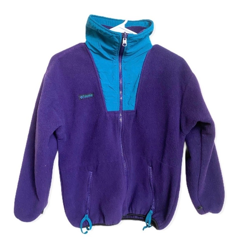 Columbia Youth Large Purple and Turquoise Full Zippered Fleece Jacket